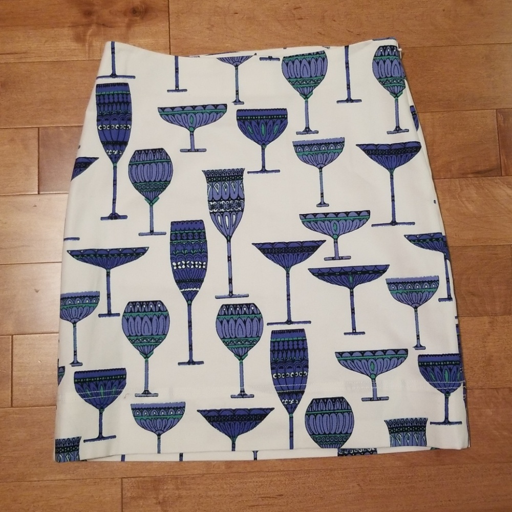 Talbots Petite White with Blue Print Skirt - 2P